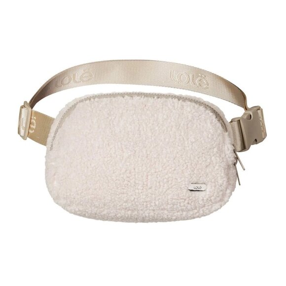 LOLE Fuzzy Sherpa Belt Bag Adjustable Crossbody Fanny Pack Convertible Cream - Picture 2 of 10